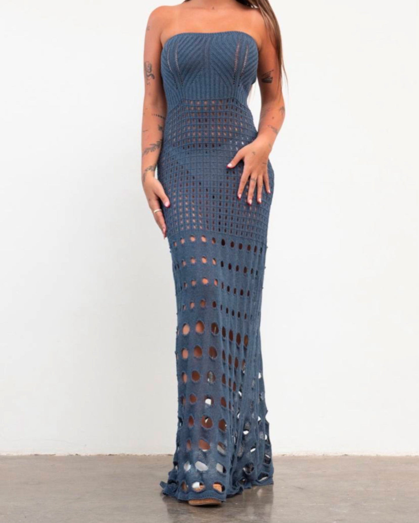 Robe filet plage bleu marine