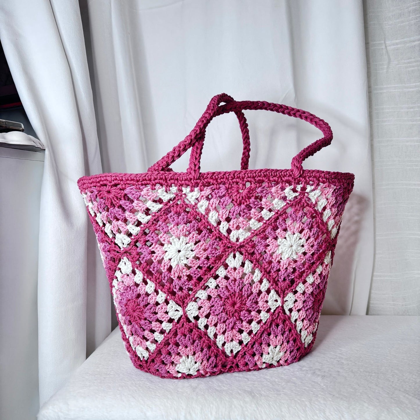 🌴 Panier de plage havana rose 40cm x 40cm 🌊