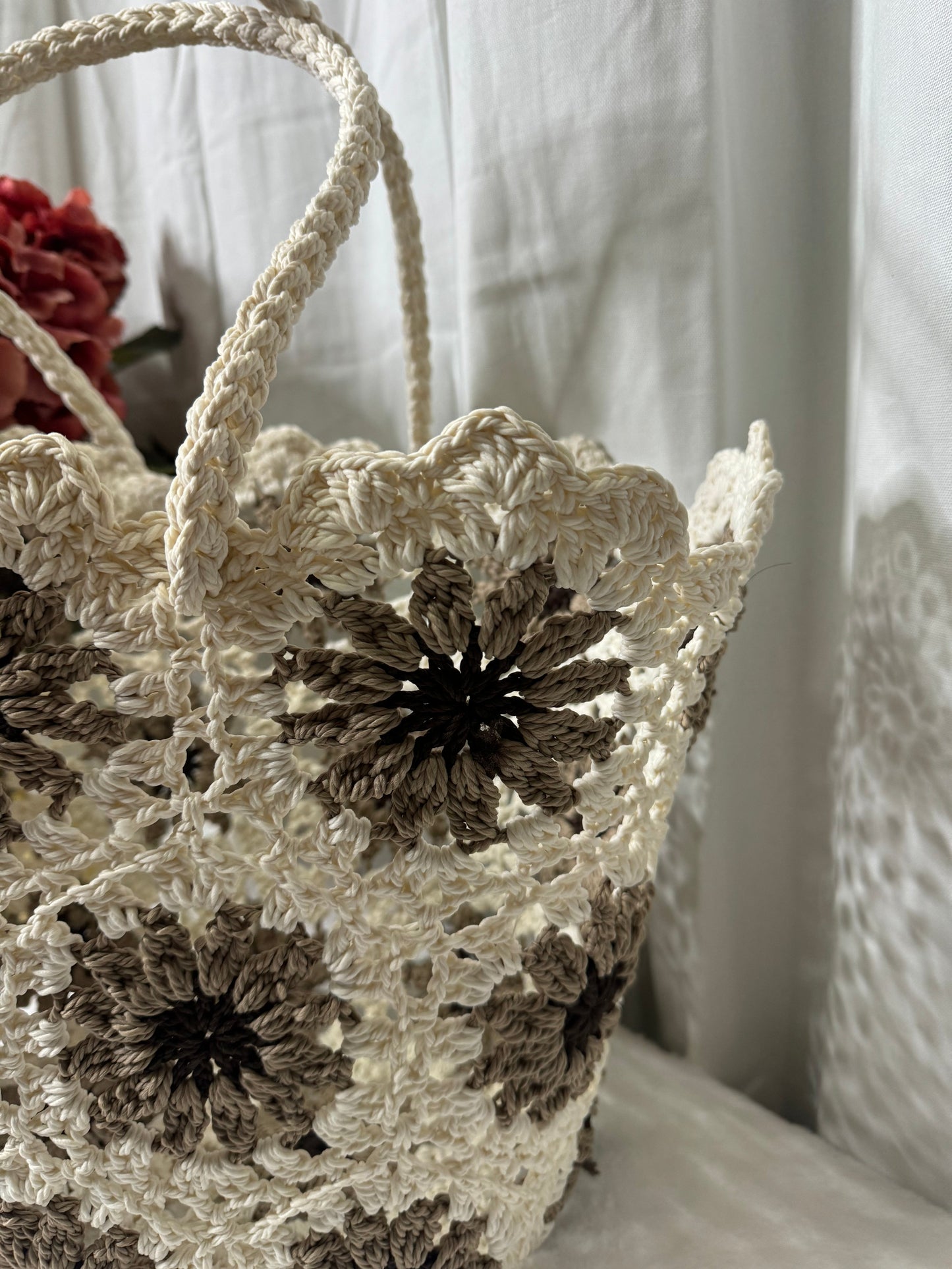 🌸 Panier à fleurs beige (40 x 40 cm) 🌼💫