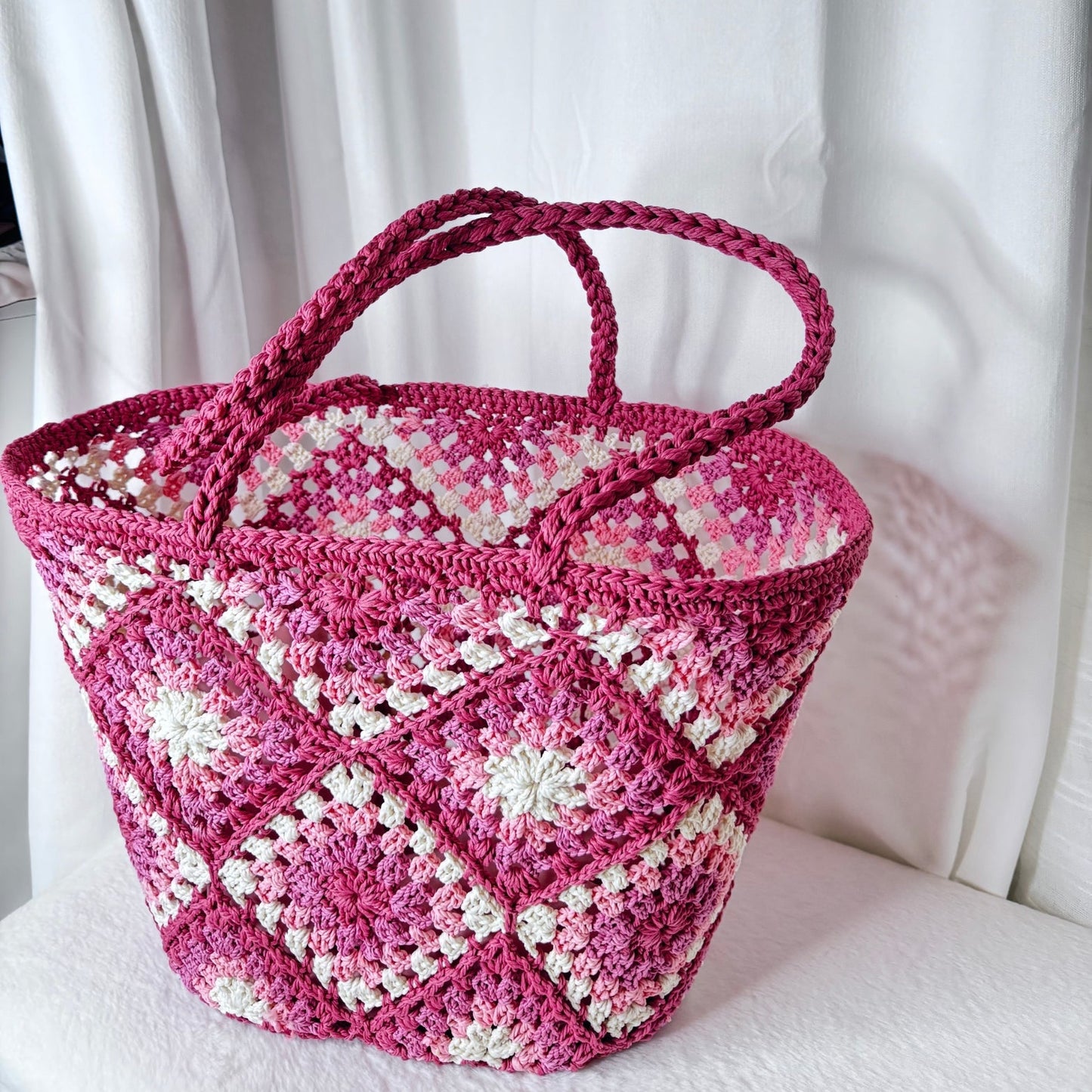 🌴 Panier de plage havana rose 40cm x 40cm 🌊