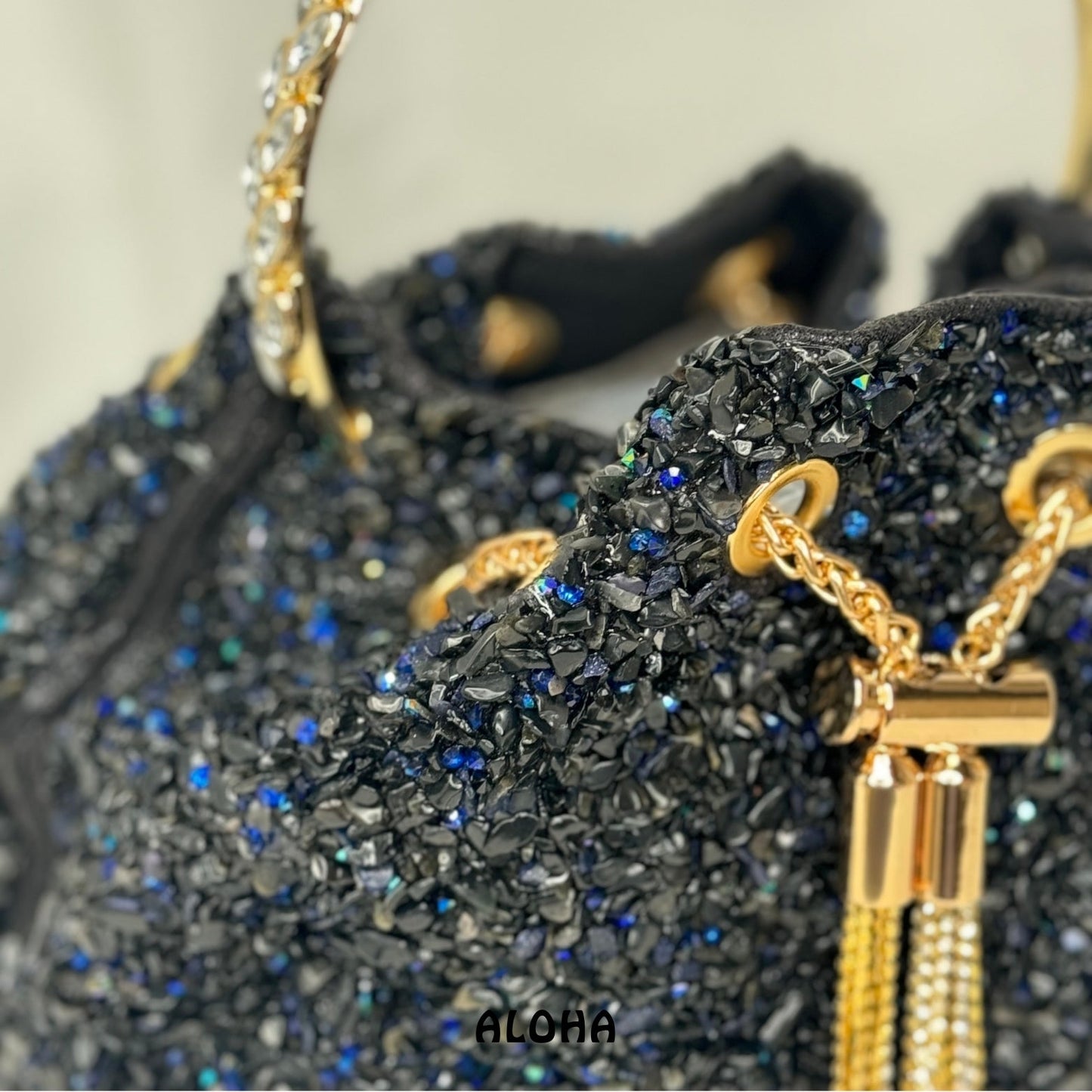 👜 Sac Rio Noir perle bleu