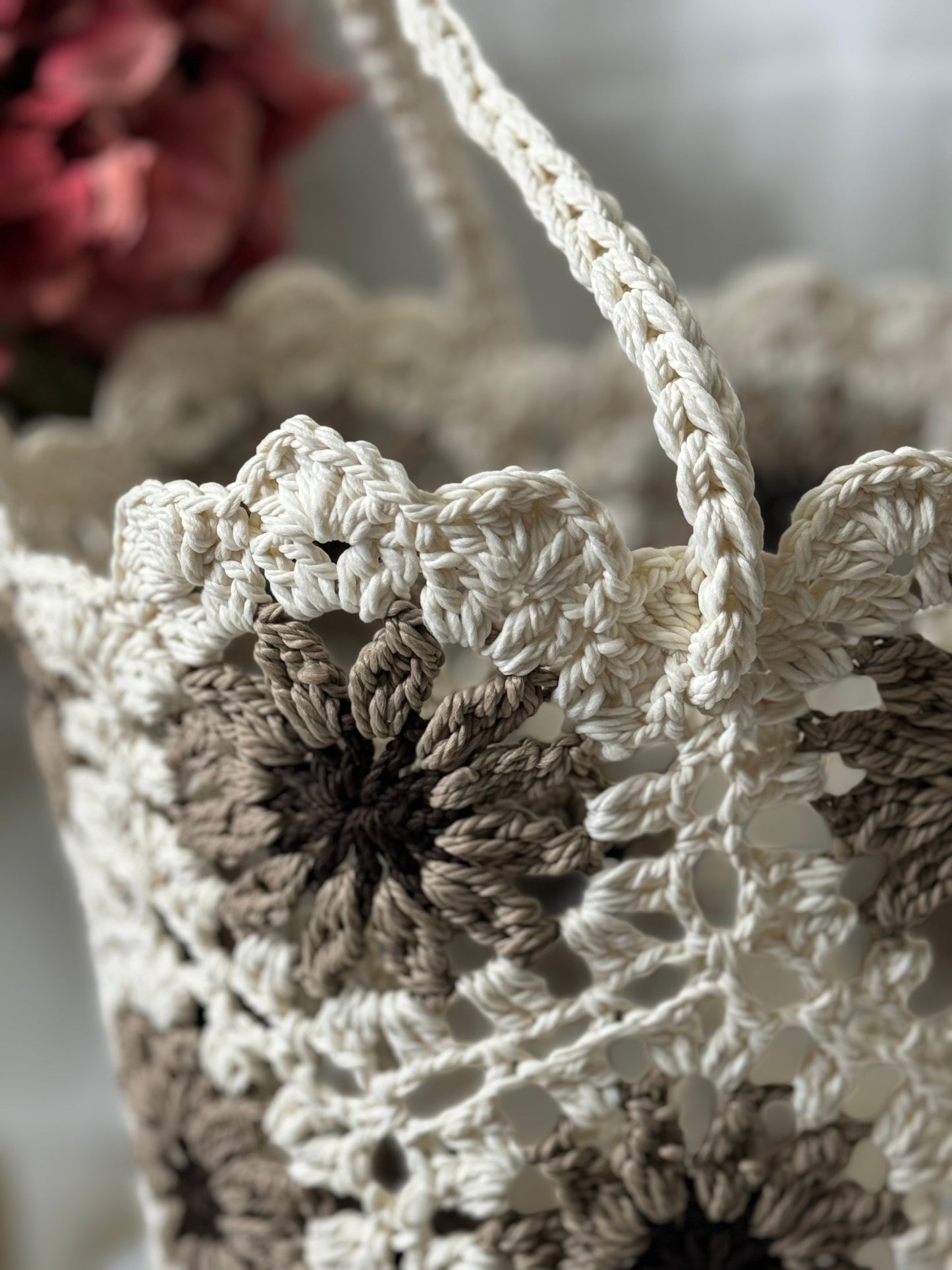 🌸 Panier à fleurs beige (40 x 40 cm) 🌼💫