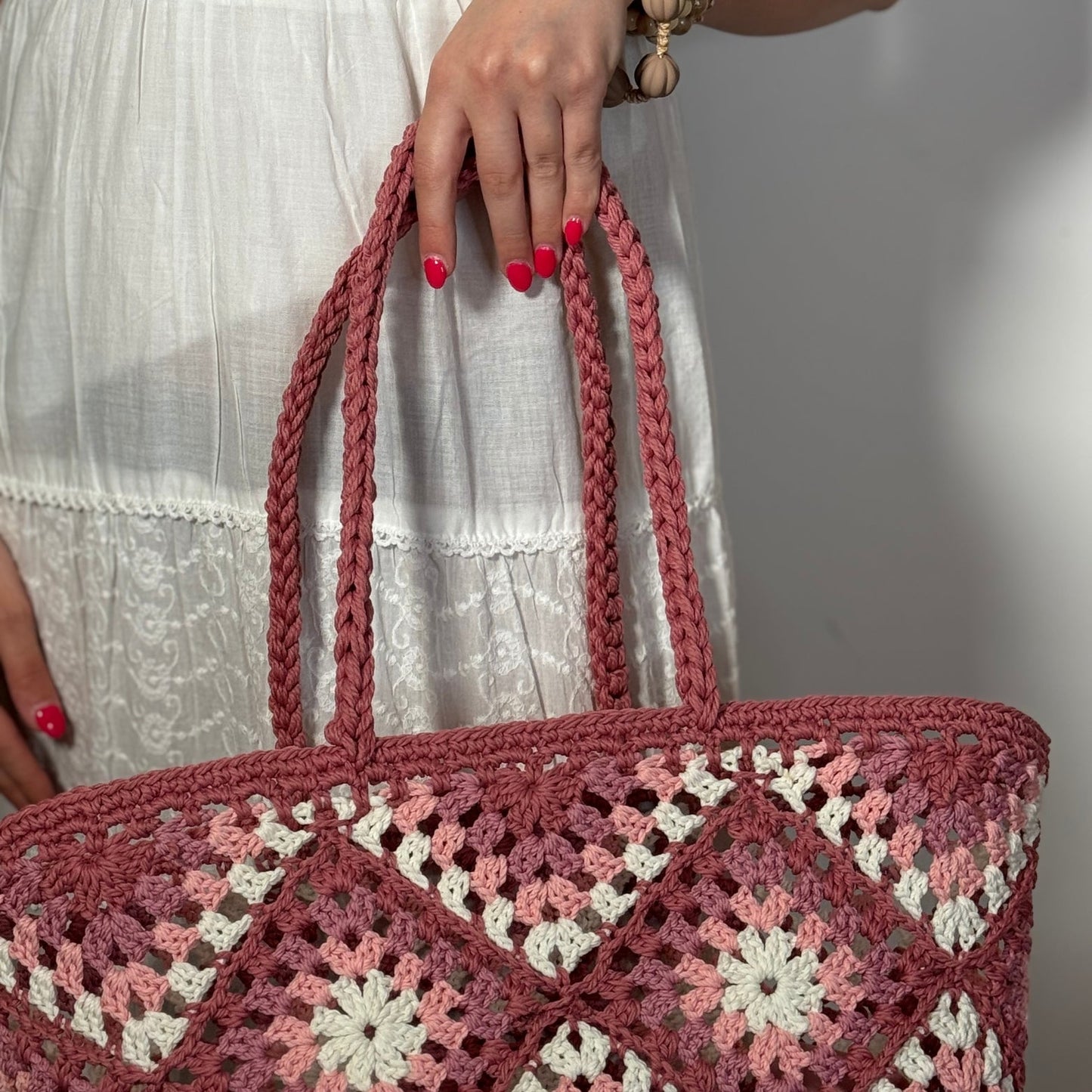 🌴 Panier de plage havana rose 40cm x 40cm 🌊