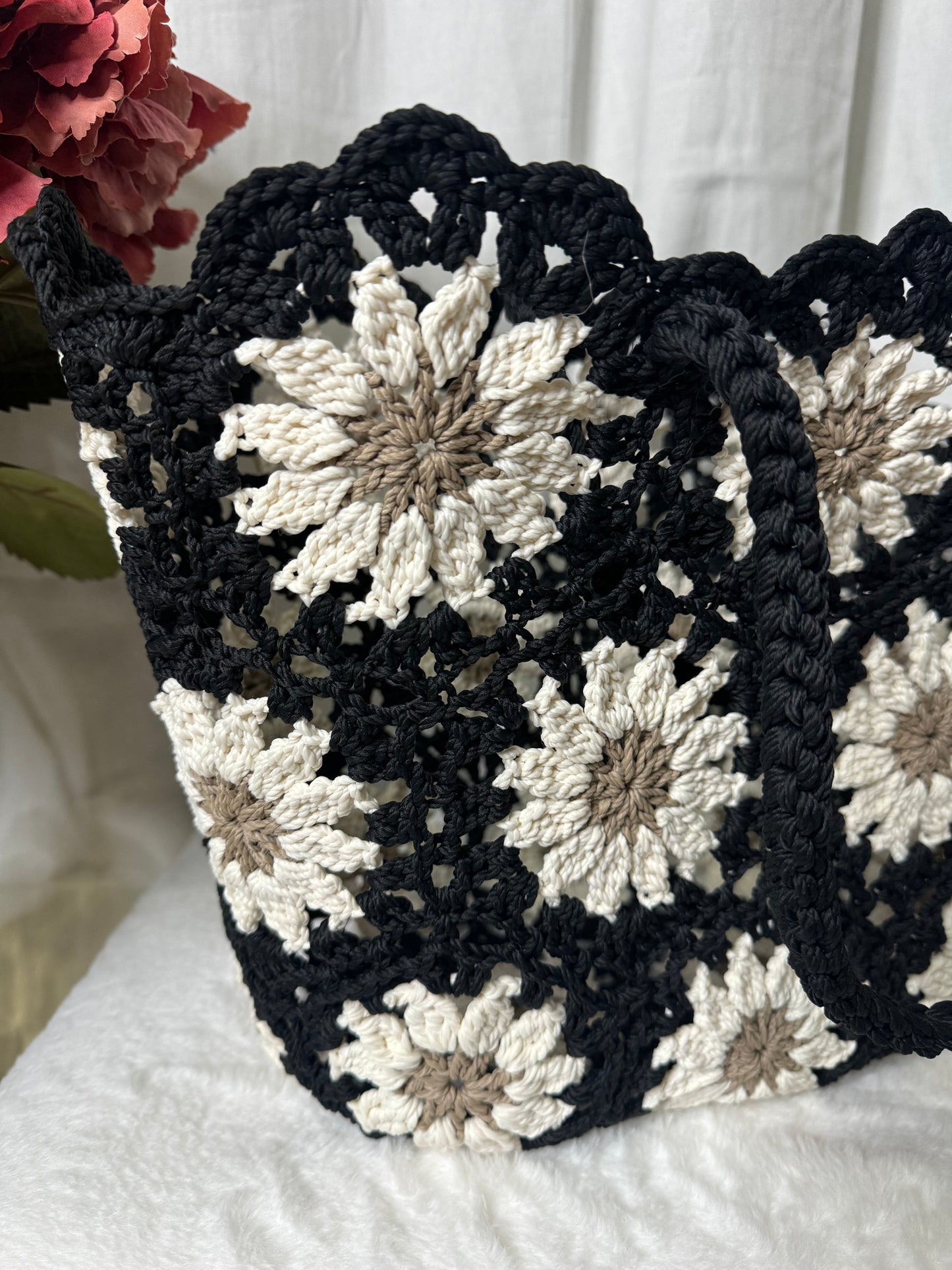 🌸 Panier à fleurs noir (40 x 40 cm) 🌼💫