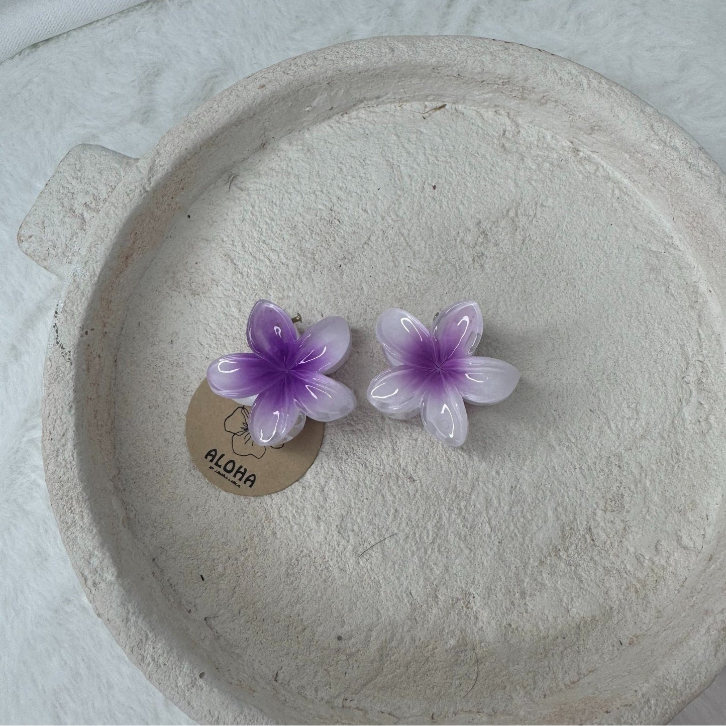 Pinces fleurs mini blanche cœur violet