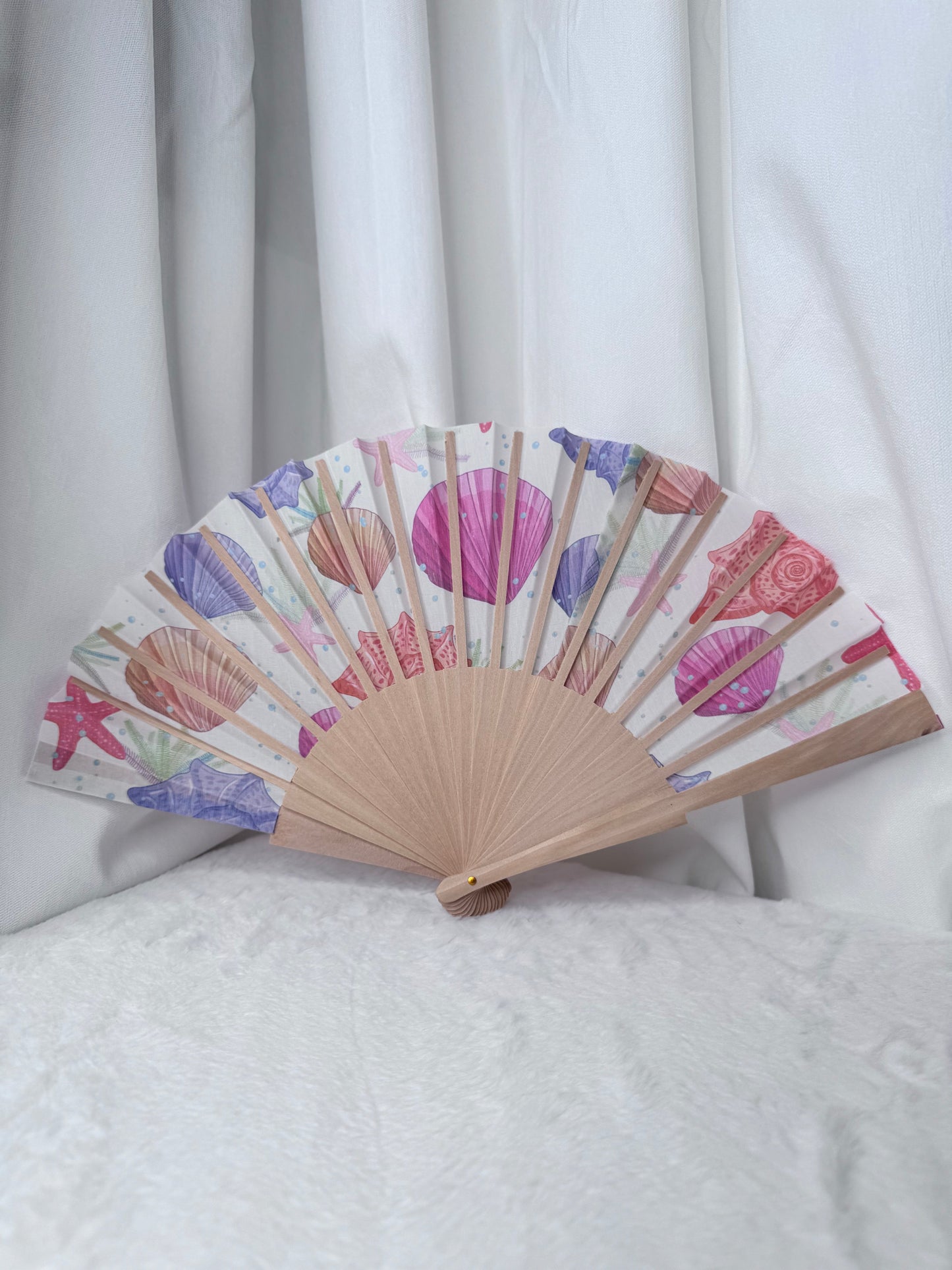 🐚 Éventail Coquillage Rose – ALOHA 🌸
