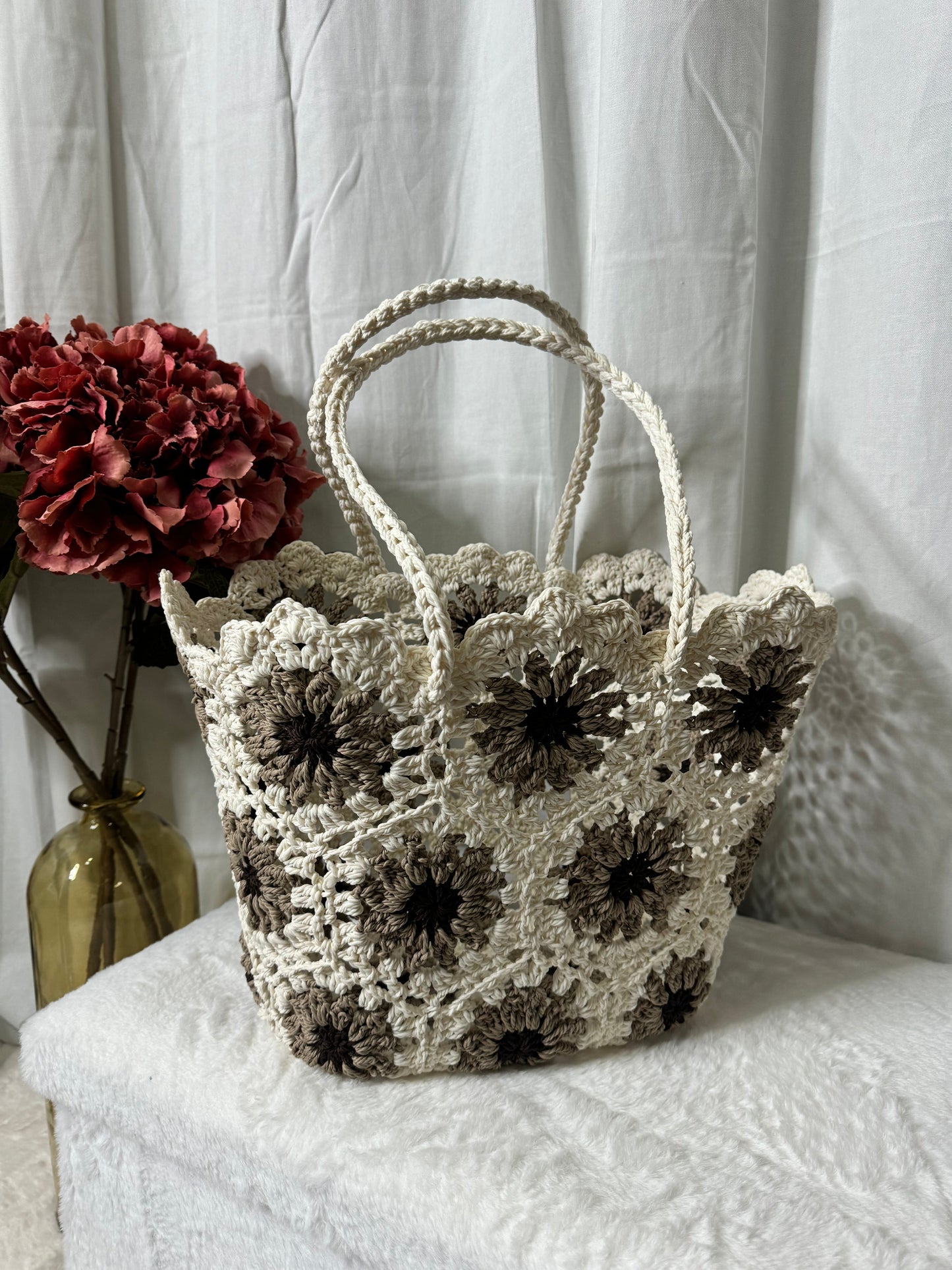 🌸 Panier à fleurs beige (40 x 40 cm) 🌼💫