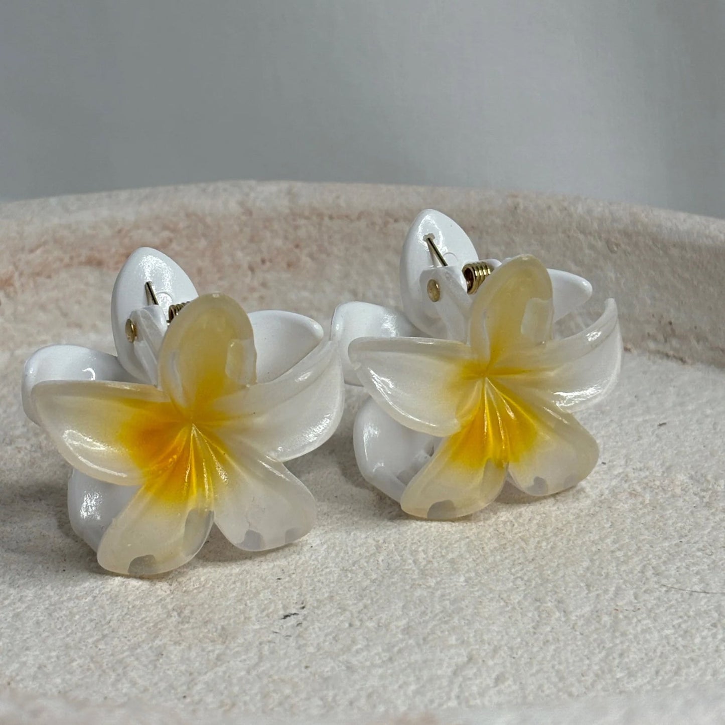 Pinces fleurs mini blanche coeur jaune