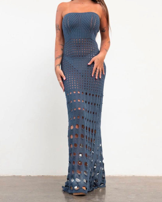 Robe filet plage bleu marine