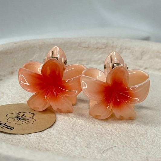 Pinces fleurs mini rose corail