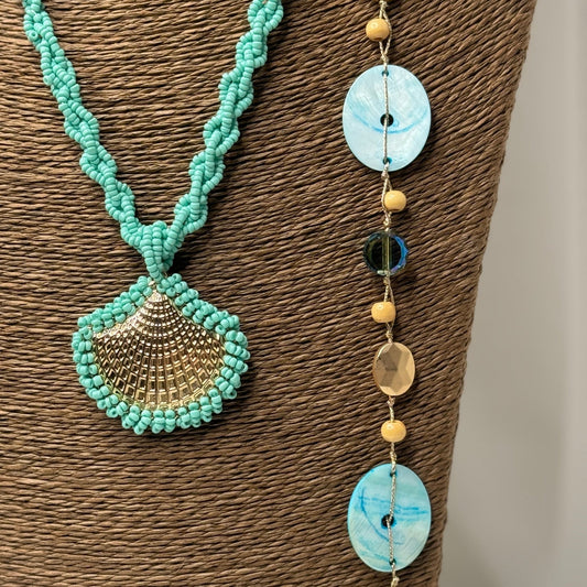 🌺 Collier Sicile Turquoise – Élégance Marine & Nacre Lumineuse 🌞💙