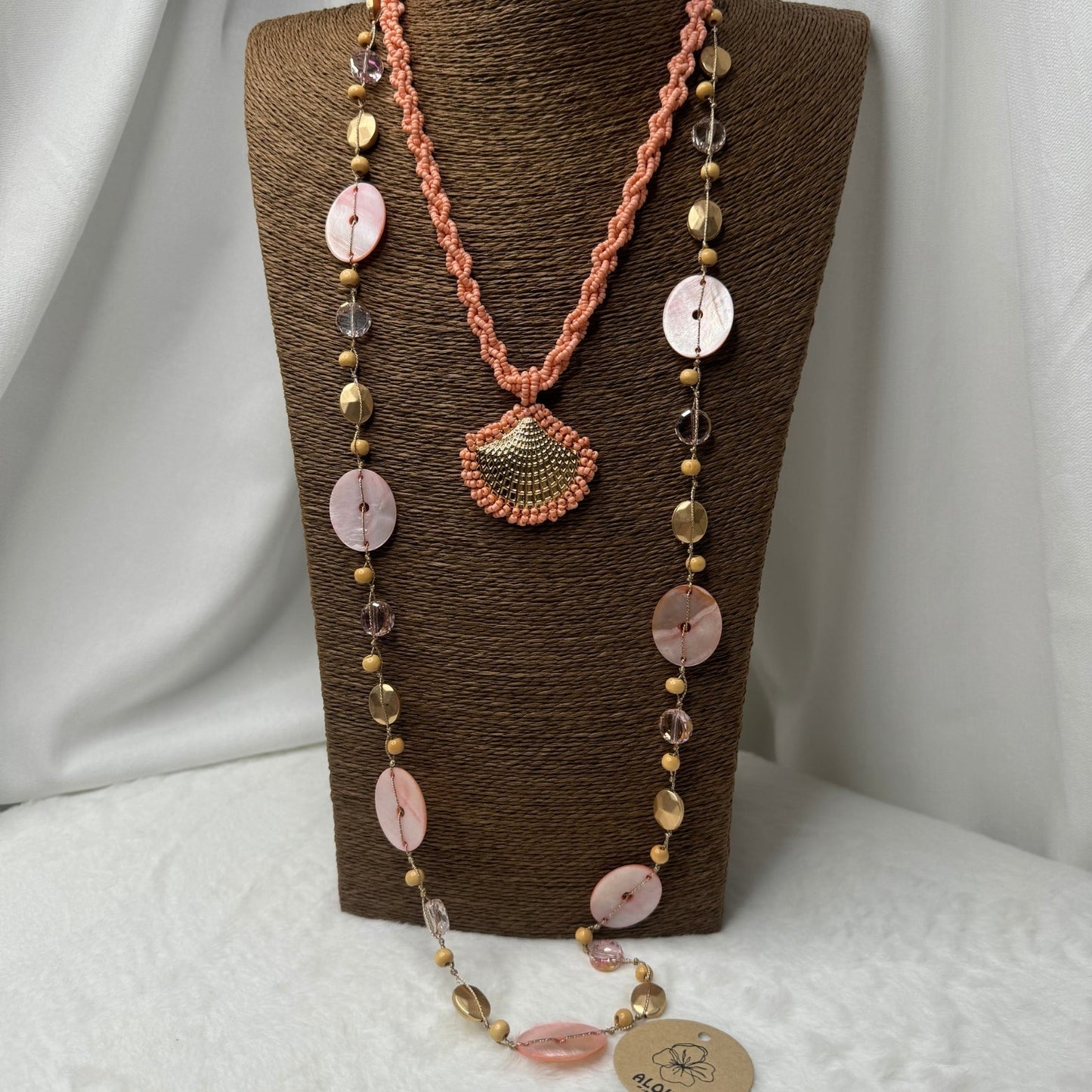 🌺 Collier Sicile – Élégance Longue & Nacre Lumineuse 🌞💖