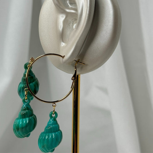 Boucle d'oreille coquillage turquoise 🐚