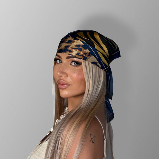 Foulard Mikumi – Motif Zèbre & Léopard Bleu 💙🐆