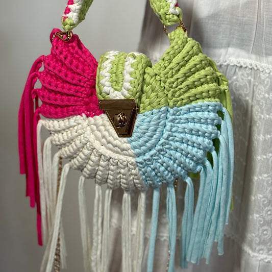 🌿 Sac Coachella Franges Dégradé de Vert by Aloha 🌞