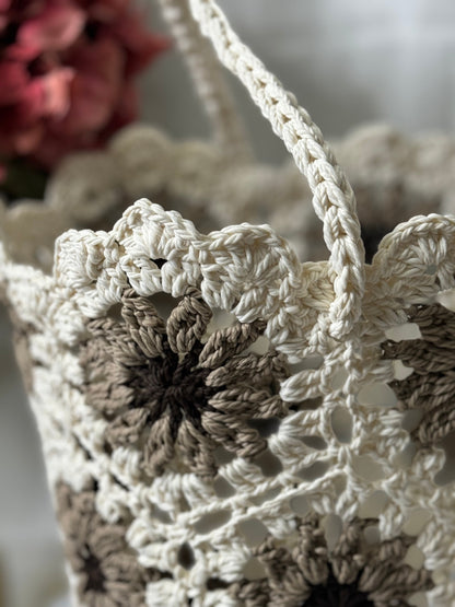 🌸 Panier à fleurs beige (40 x 40 cm) 🌼💫