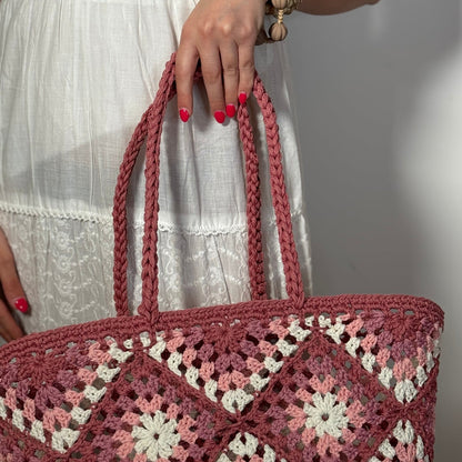 🌴 Panier de plage havana rose 40cm x 40cm 🌊