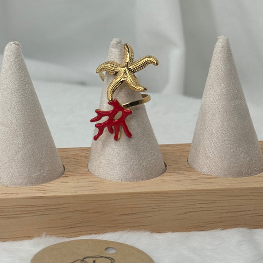 🌺 Bague Coraux Rouge – Éclat et Élégance Bohème ✨