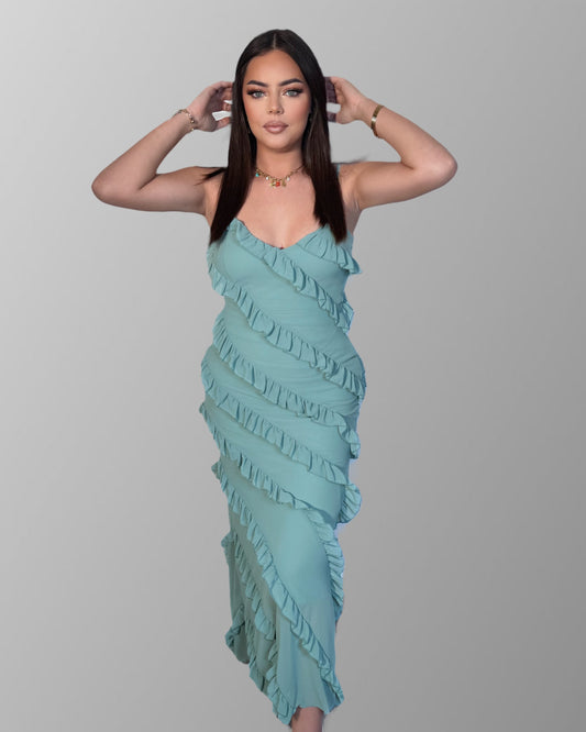 🩵Robe Volant – Bleu ciel 🩵