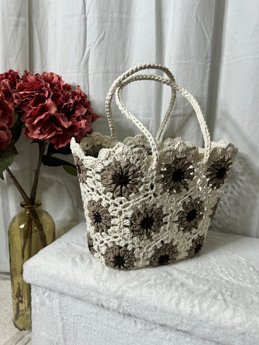 🌸 Panier à fleurs beige (40 x 40 cm) 🌼💫