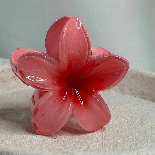 Pince fleurs rose pale cœur rouge